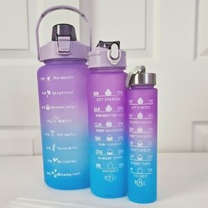 NIP 3PK Water Bottles W/Straw